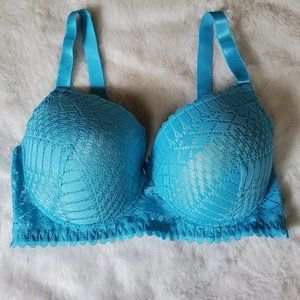 NWT BLACK FUCHSIA LACE PUSH UP BRA